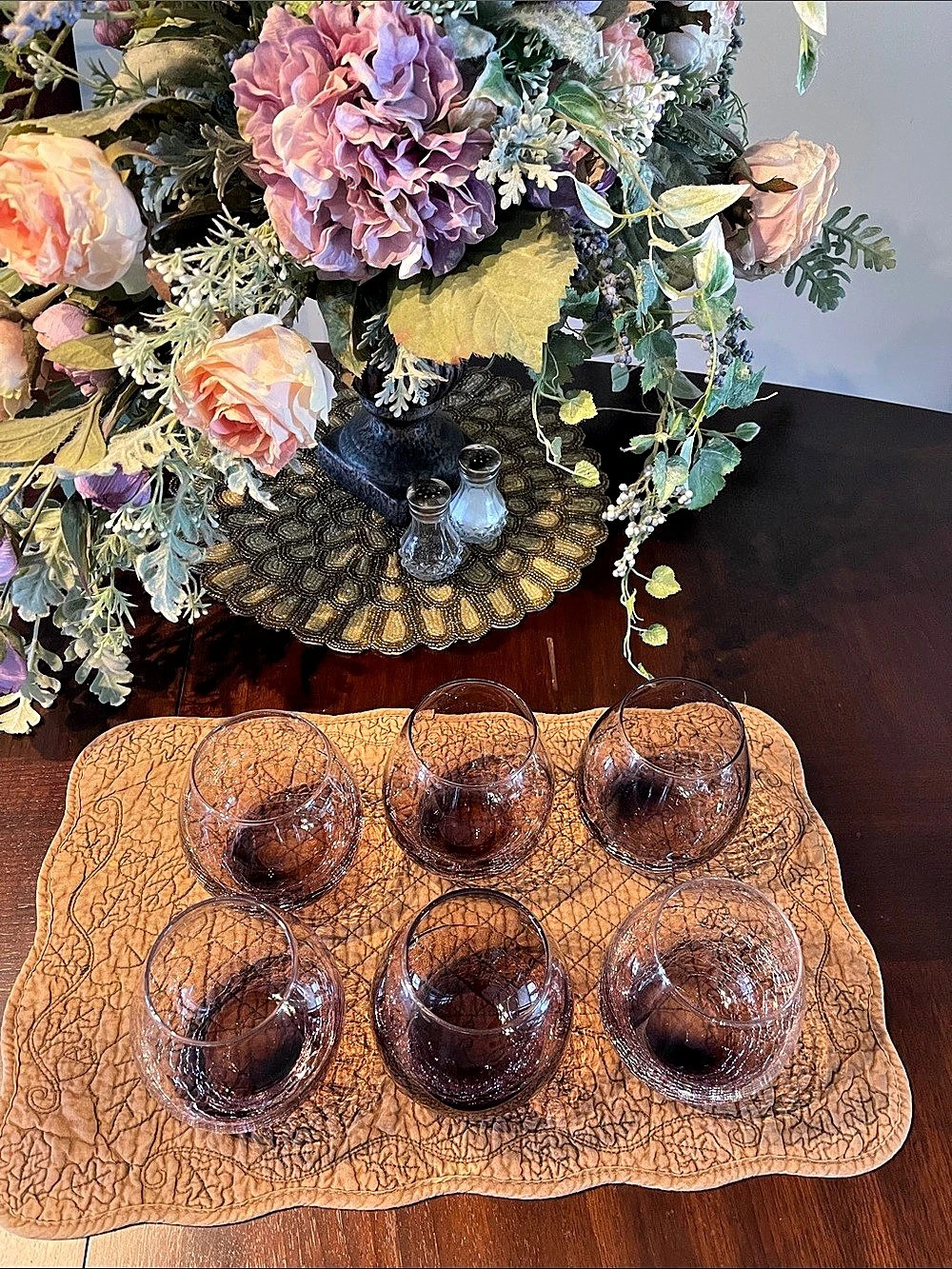Vintage Pier 1 Amethyst Crackle Stemless Wine Glasses – 19 oz Purple Set of 6